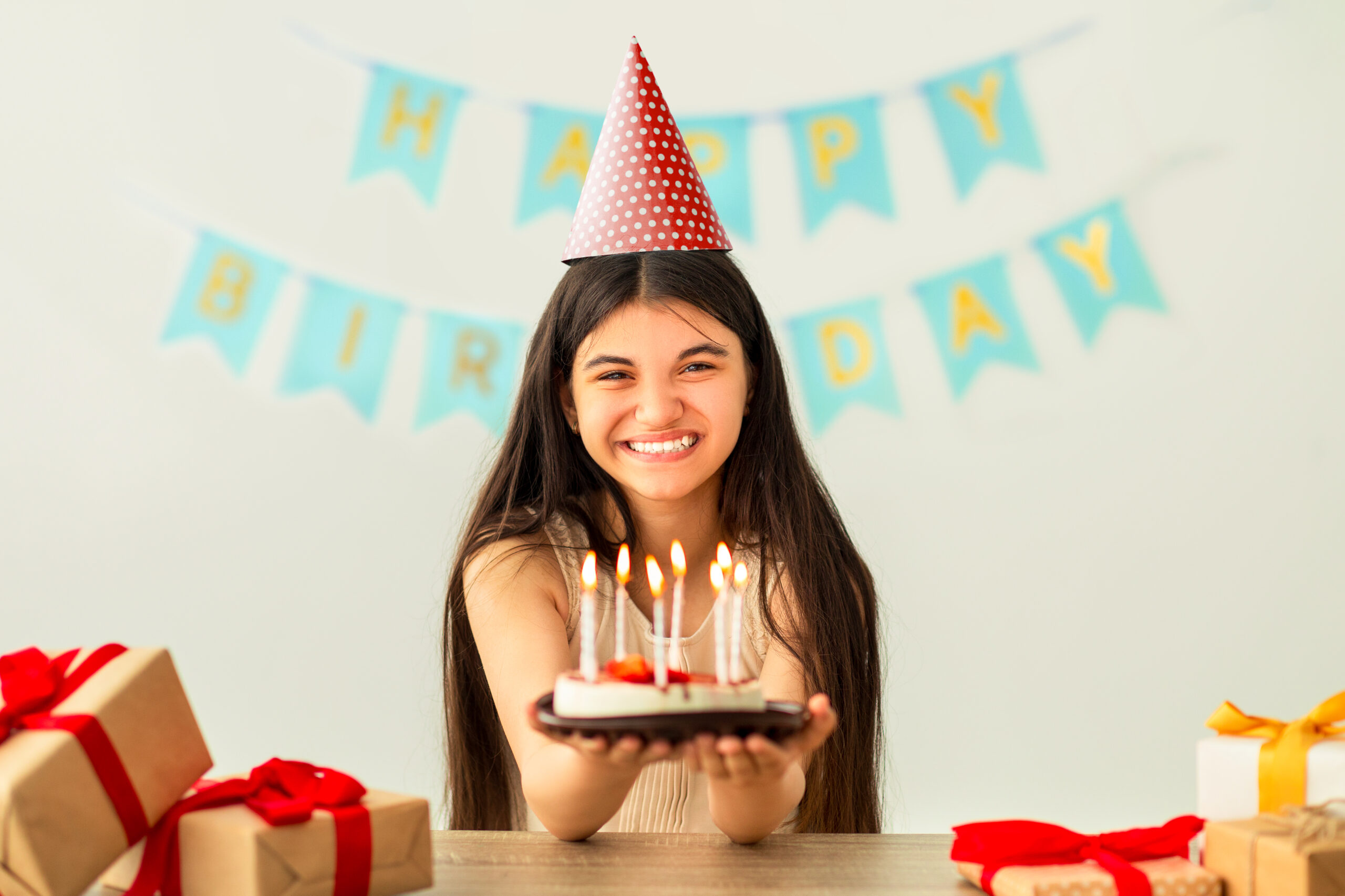 Teenage girl celebrating a birthday