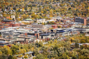 Aeriel picture of Denver city with high schools