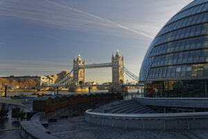UK, London, City Hall and Tower Bridge