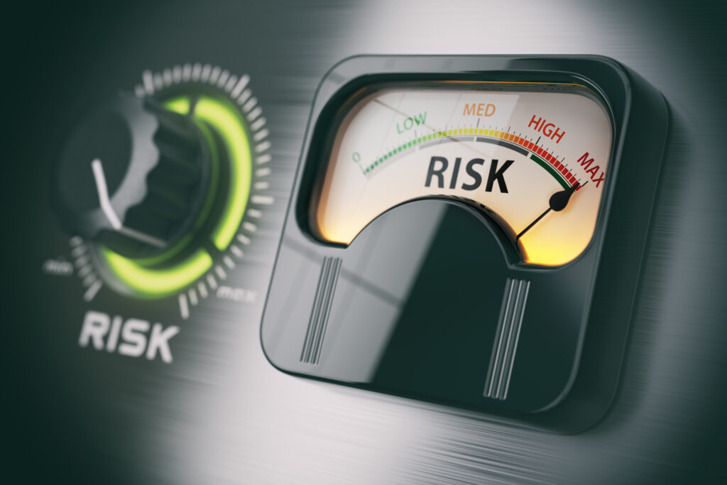meter showing high risk on knob